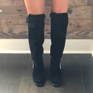 Valentino Ruffled Over Knee Biker Boot